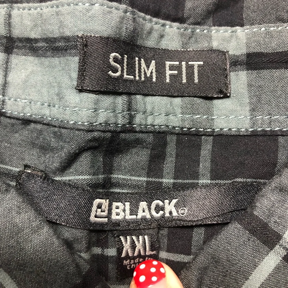 Black Brand Slim Fit Green & Black Plaid Oxford size XXL - Picture 6 of 13